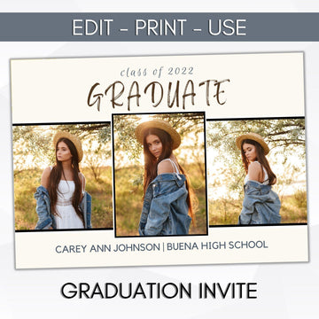 editable photo graduation party invitation template digital download high school college grad party